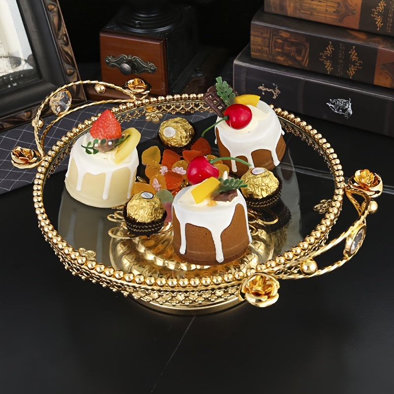 GlasElegance - Glass Fruit Bowl with Polished Metal Finish