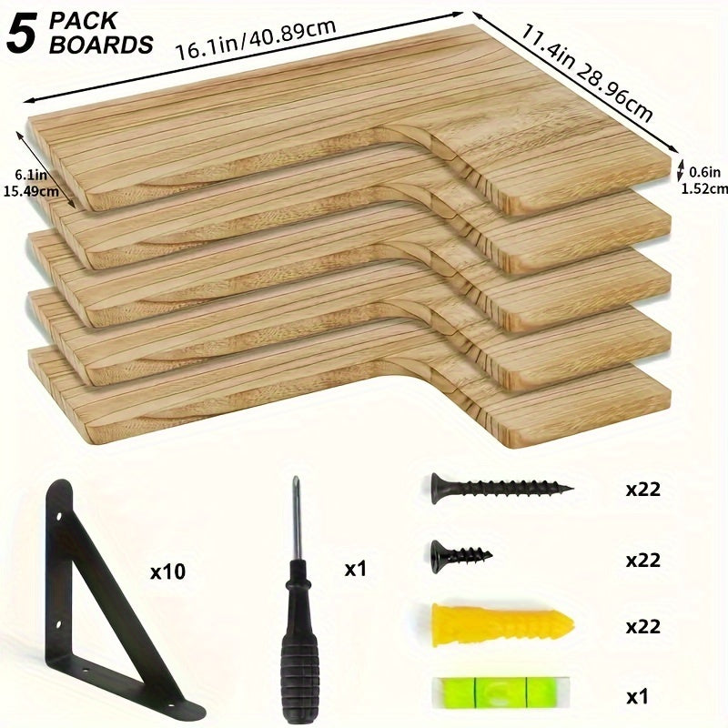 CornerShelf - Floating Corner Shelf Set of 3/5 - Wooden Storage for Rooms