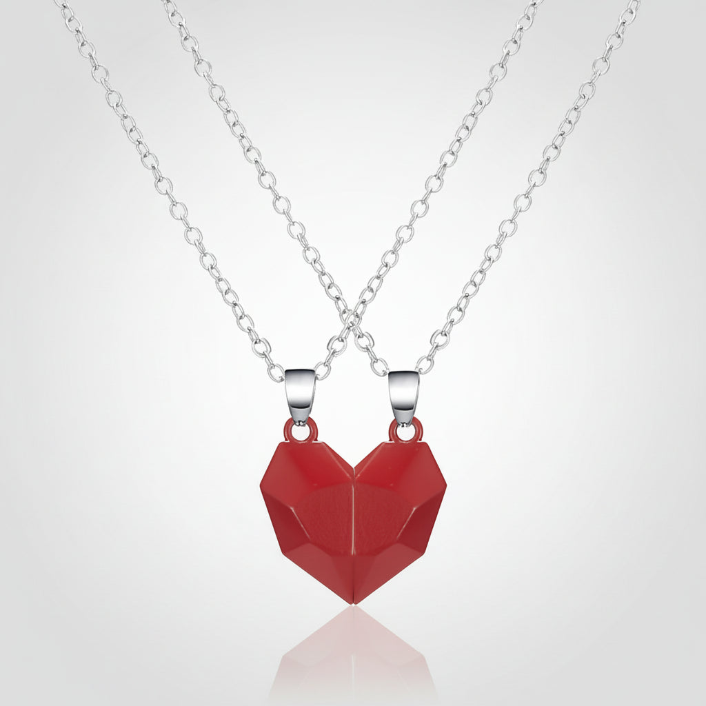 Collana Ciondolo Forma Cuore Accenti Dorati Argento
