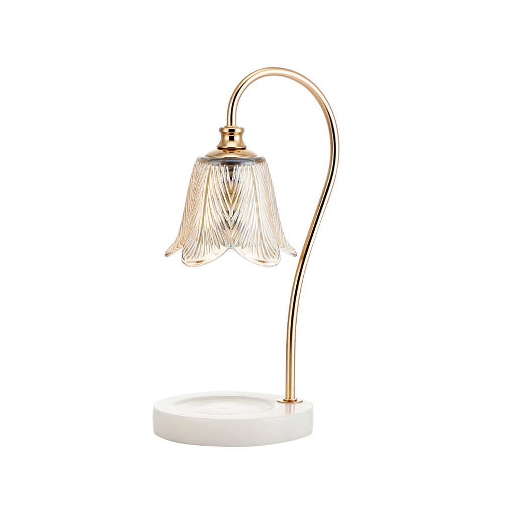 CandleGlow - Scaldacandele Lampada da Tavolo con Paralume in Vetro
