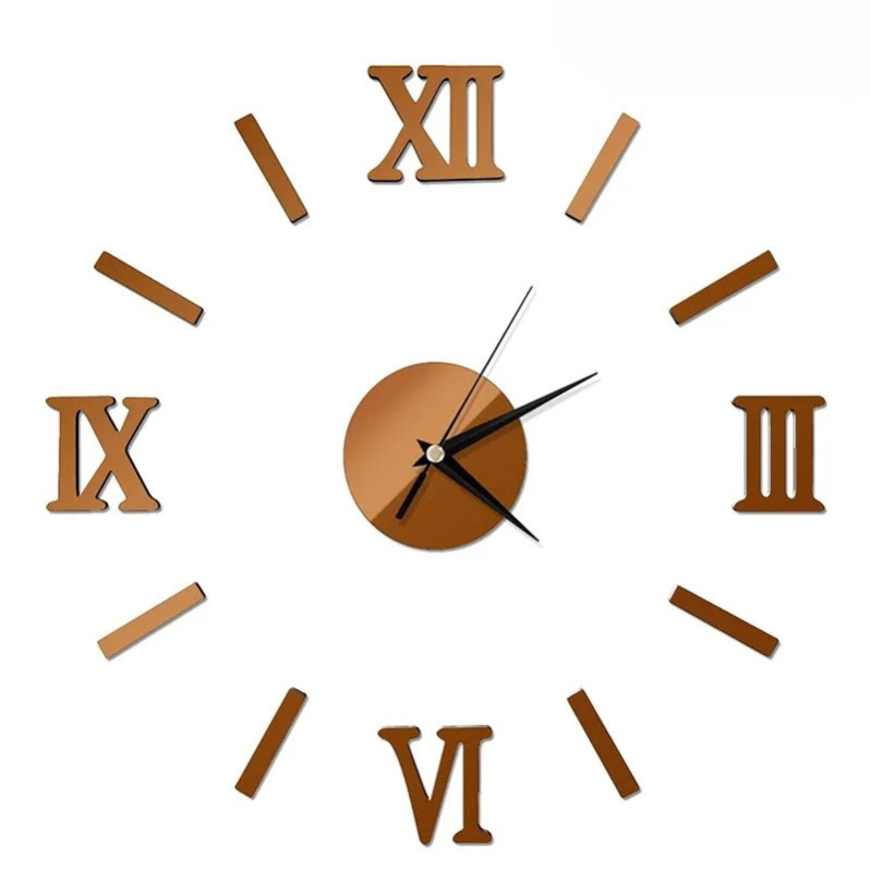 3D Mirror - Roman Numerals DIY Wall Clock for Modern Decoration