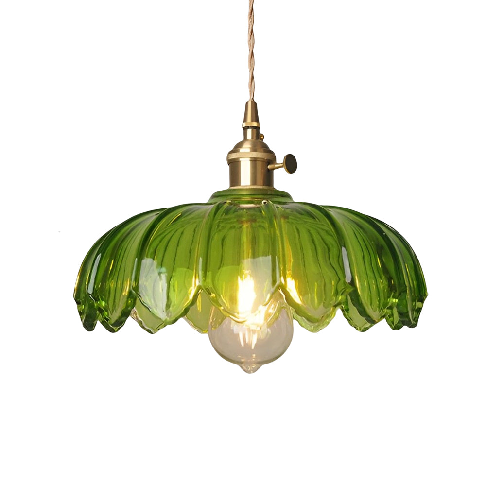 BrassBloom - Vintage Hanging Lamp of Glass and Brass for Living Room and Dining Room