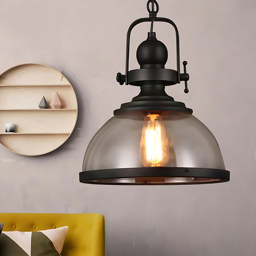 GlassDome - Industrial Vintage Pendant Lamp with Glass Dome for Kitchen and Dining Room