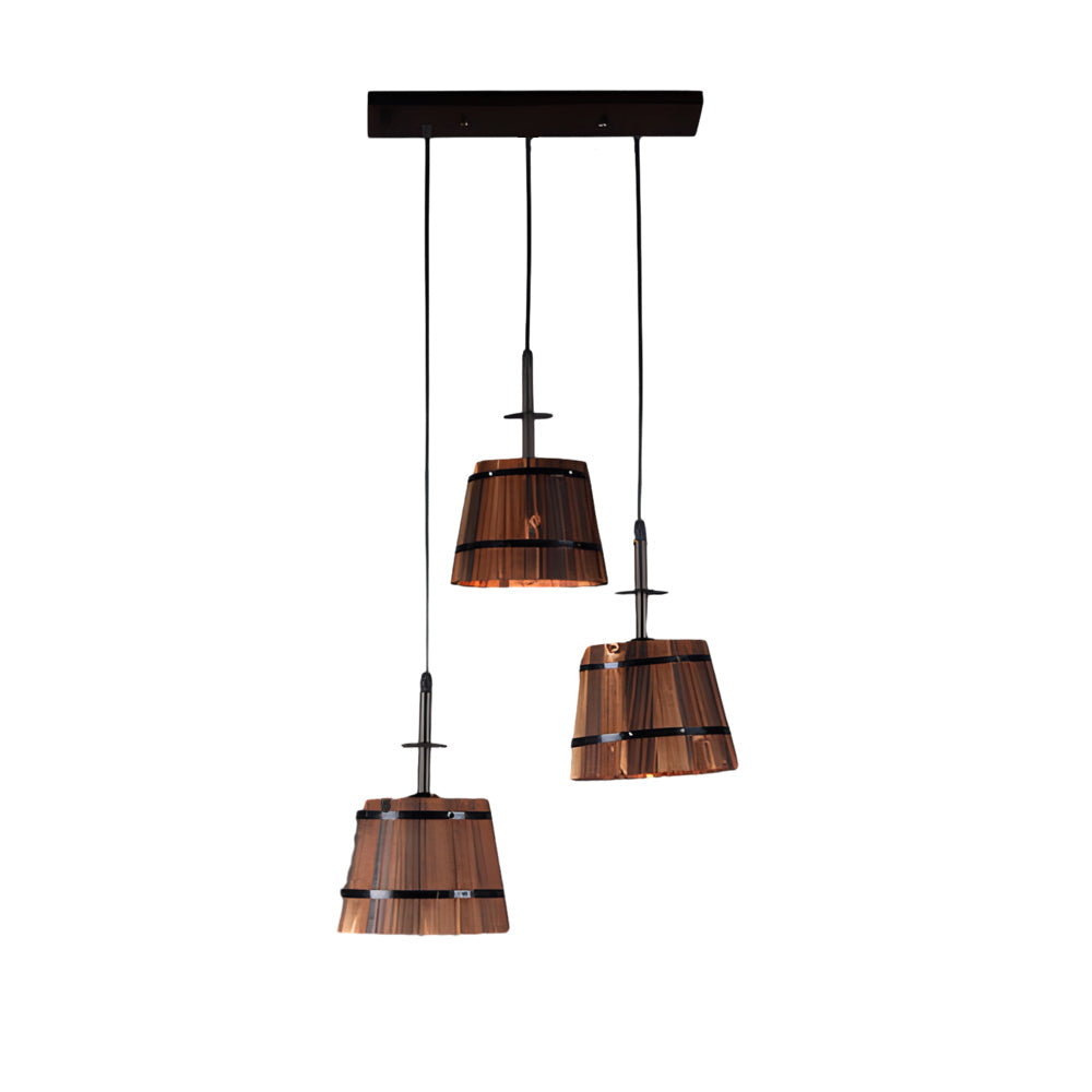 Lampada a sospensione in legno rustico a forma di secchio 1/3 per caffè e bar