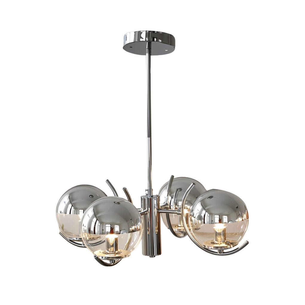 Lámpara de techo nórdica de hierro con globo de vidrio electrochapado de 4/5 luces