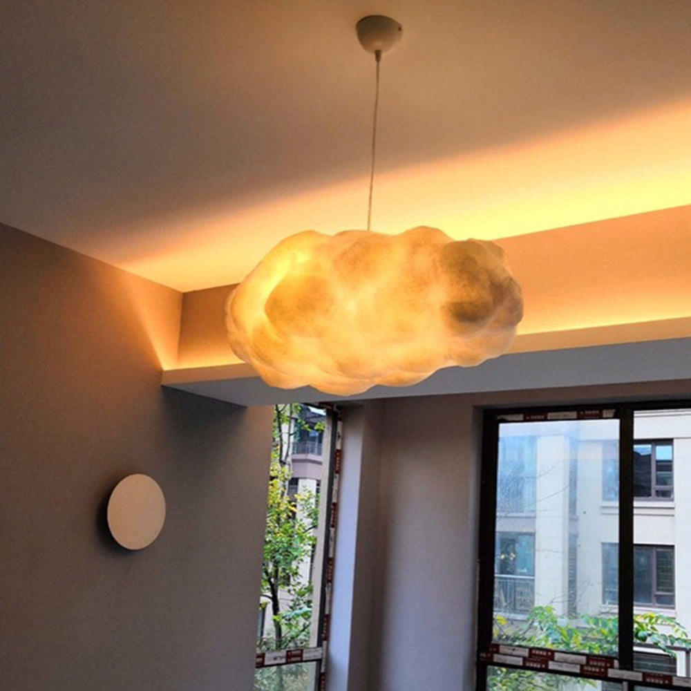 TranquilAura - Candeeiro de Teto Wolken LED Branco PVC/Algodão