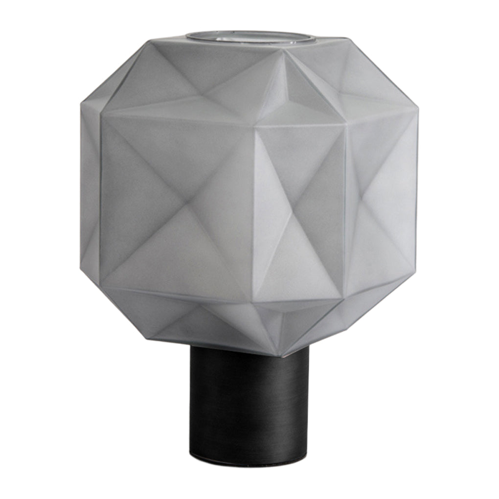 1-Licht Cubo Lampada da Tavolo con Paralume in Vetro Grigio Fumè