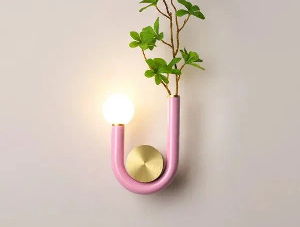 PinkLume – Candeeiro de Parede LED Moderno em Forma de U para Quarto de Dormir e Quarto de Criança