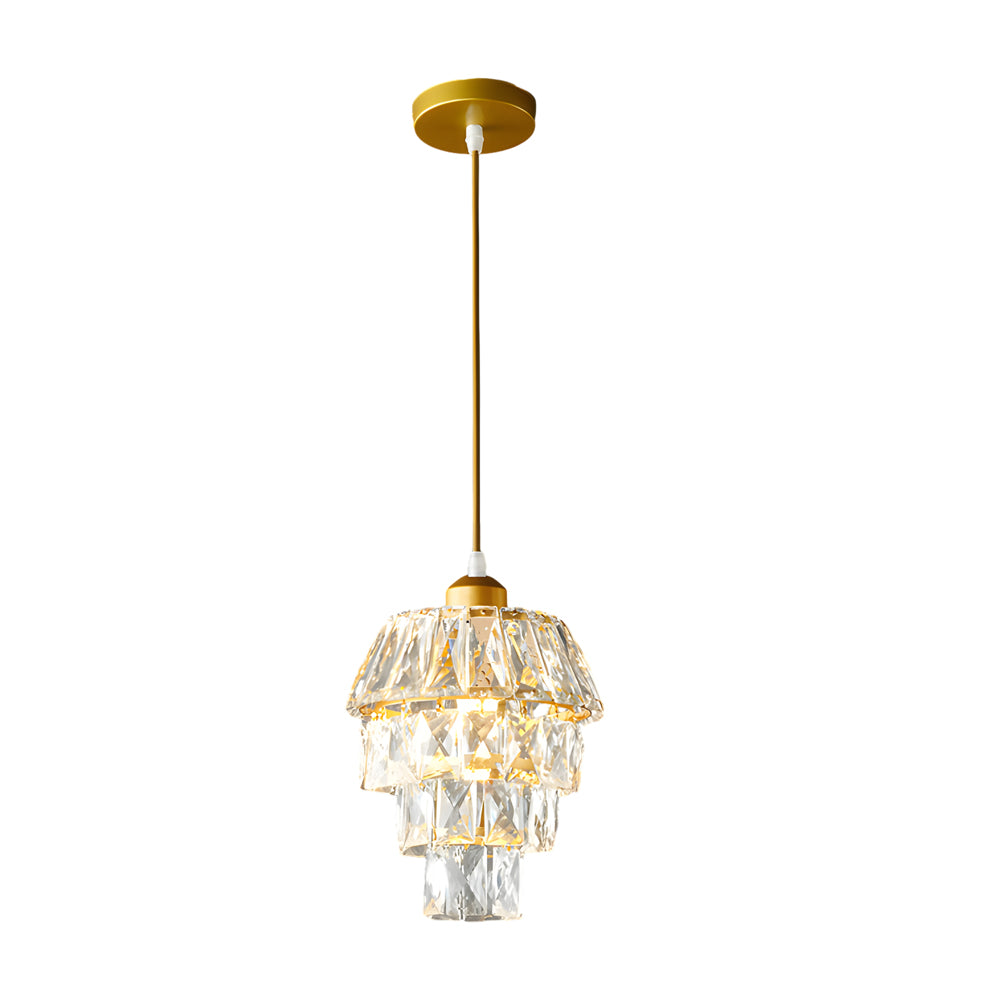 Lampada a sospensione in cristallo oro/nero - Mini lampadario a 1 luce