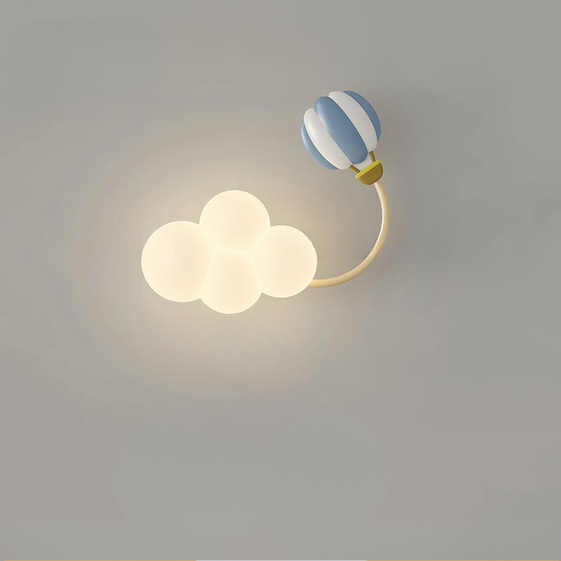 CartoonAirplane - Children's Room Wall Lamp with Stars, Rainbow, and Airplane Design
