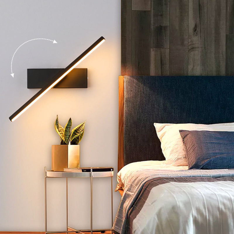 Lampada da parete moderna girevole Edge nero/bianco camera da letto metallo silicone