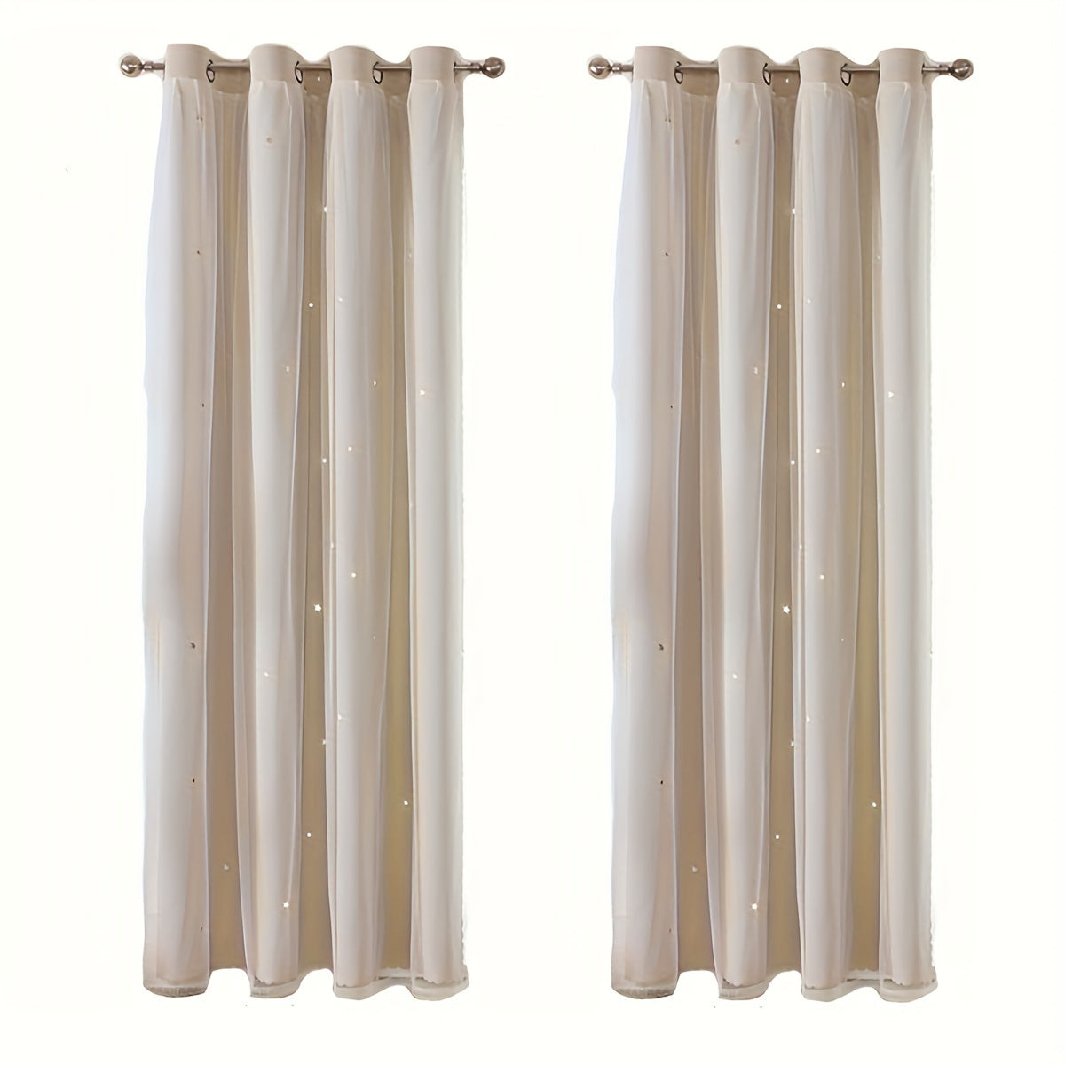 2-piece Set Romantic Double Layer Curtains - Semi-Blackout, Privacy Protecting