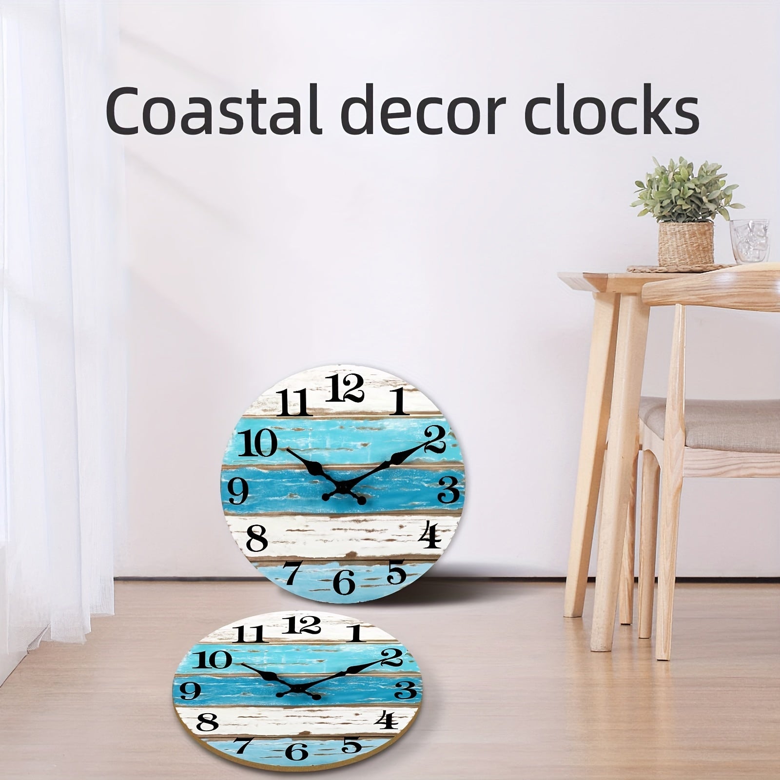 Nautische Wandklok - Stille Ronde Klok, Blauw Thema voor Buiten en Binnen