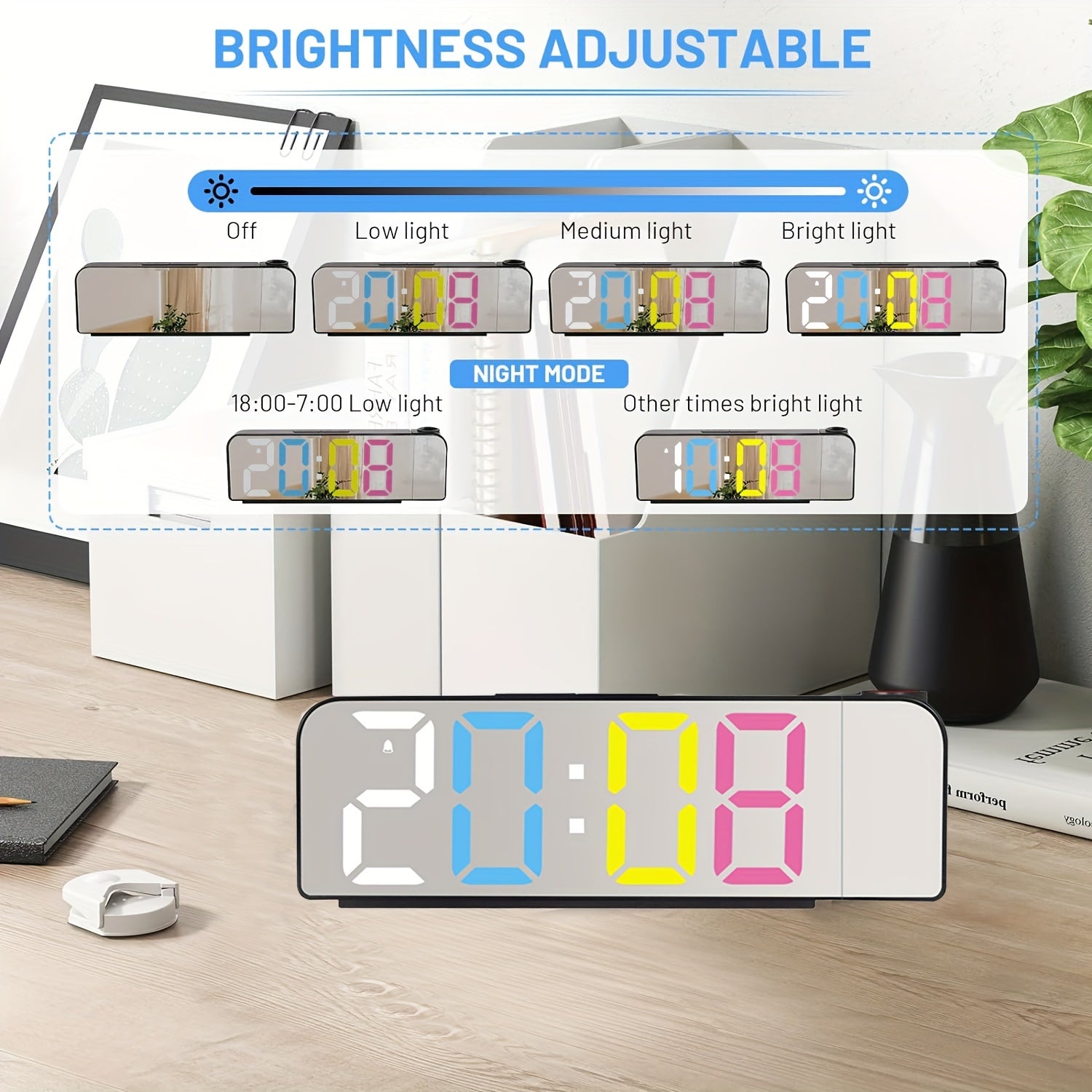 ProjectTime - Sveglia Digitale con Proiezione, LED e Schermo Specchio