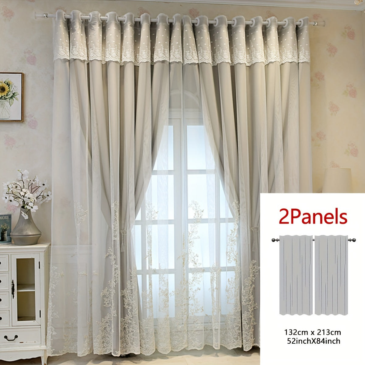 2 Piezas Cortinas Bordadas de Hada Elfo - Paneles de Cortina Translúcidos con Tela Integrada y Anillas