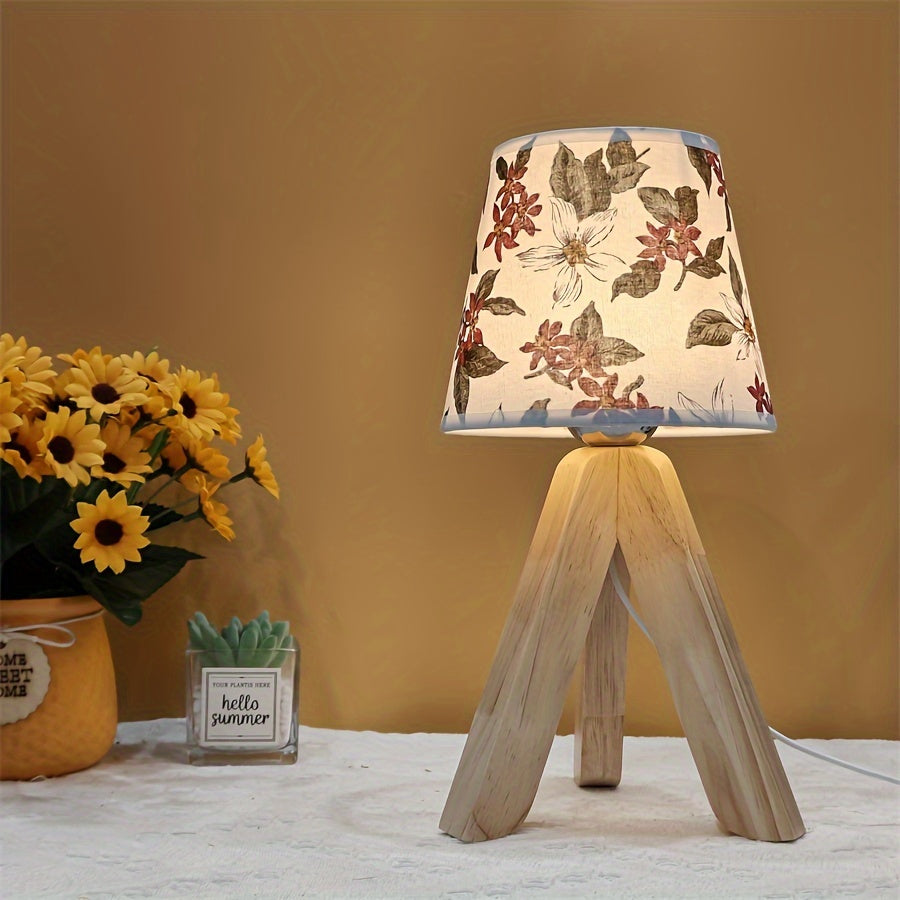 BloemLamp - Lampada da tavolo LED moderna con base in legno, alimentata via USB