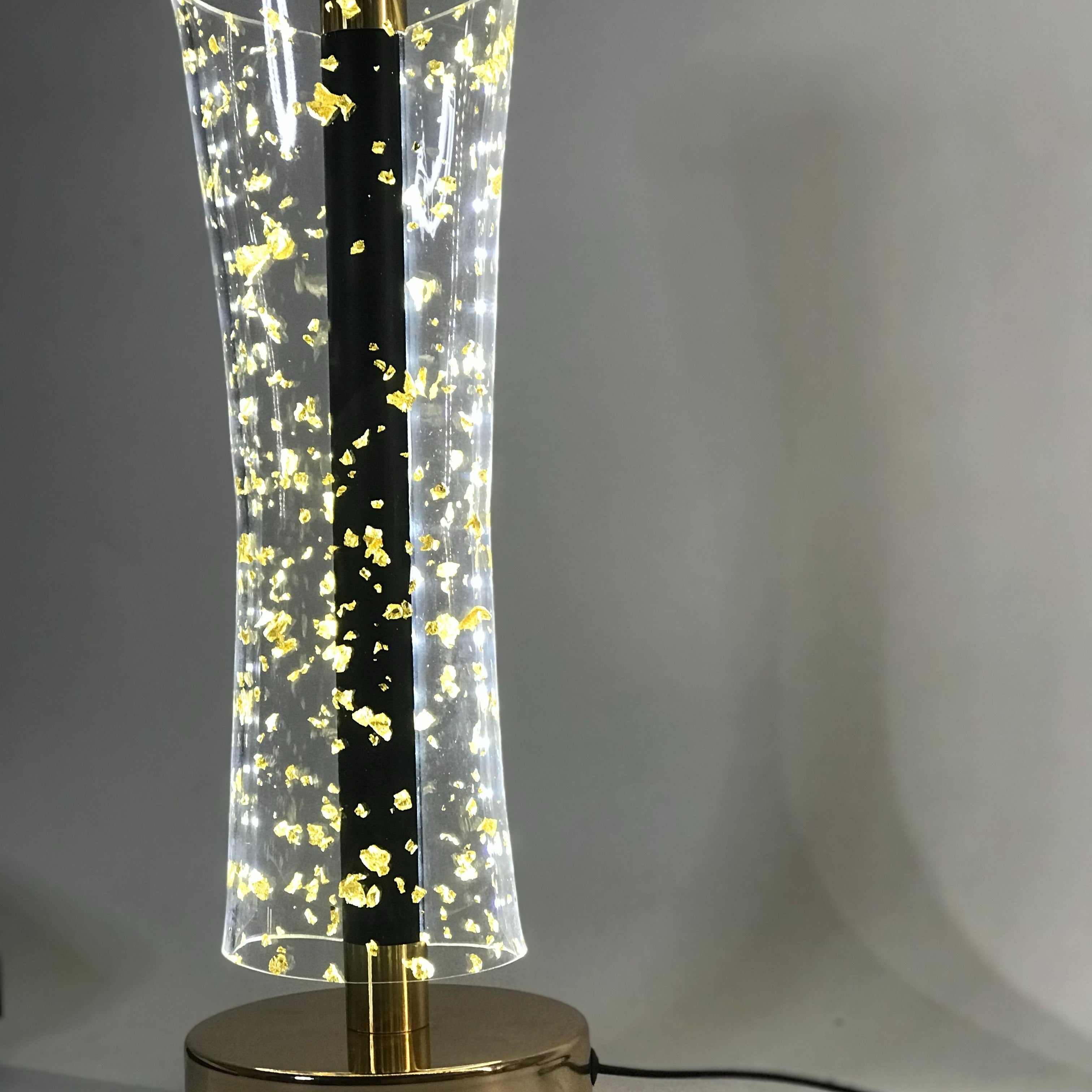LumiAcryl - Modern Acrylic Table Lamp with Gold Foil and 3-Color Dimmable Lighting, USB-Powered