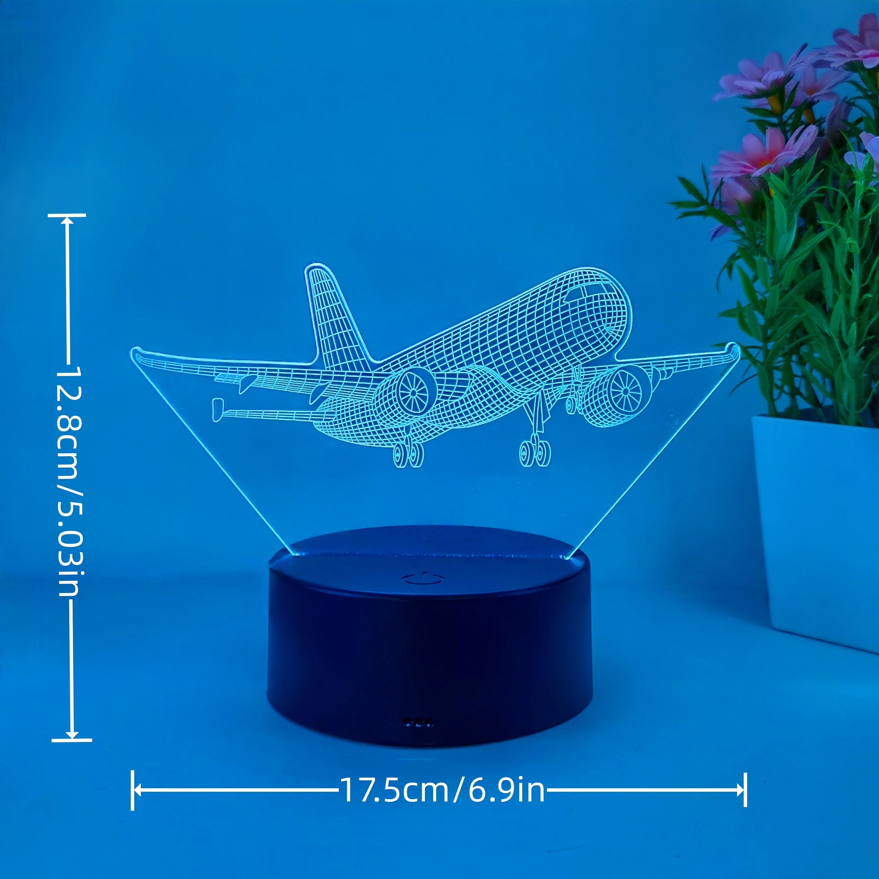 SkyGlow - Lampada Notturna Acrilica 3D Aereo con USB, Lampada da Tavolo LED