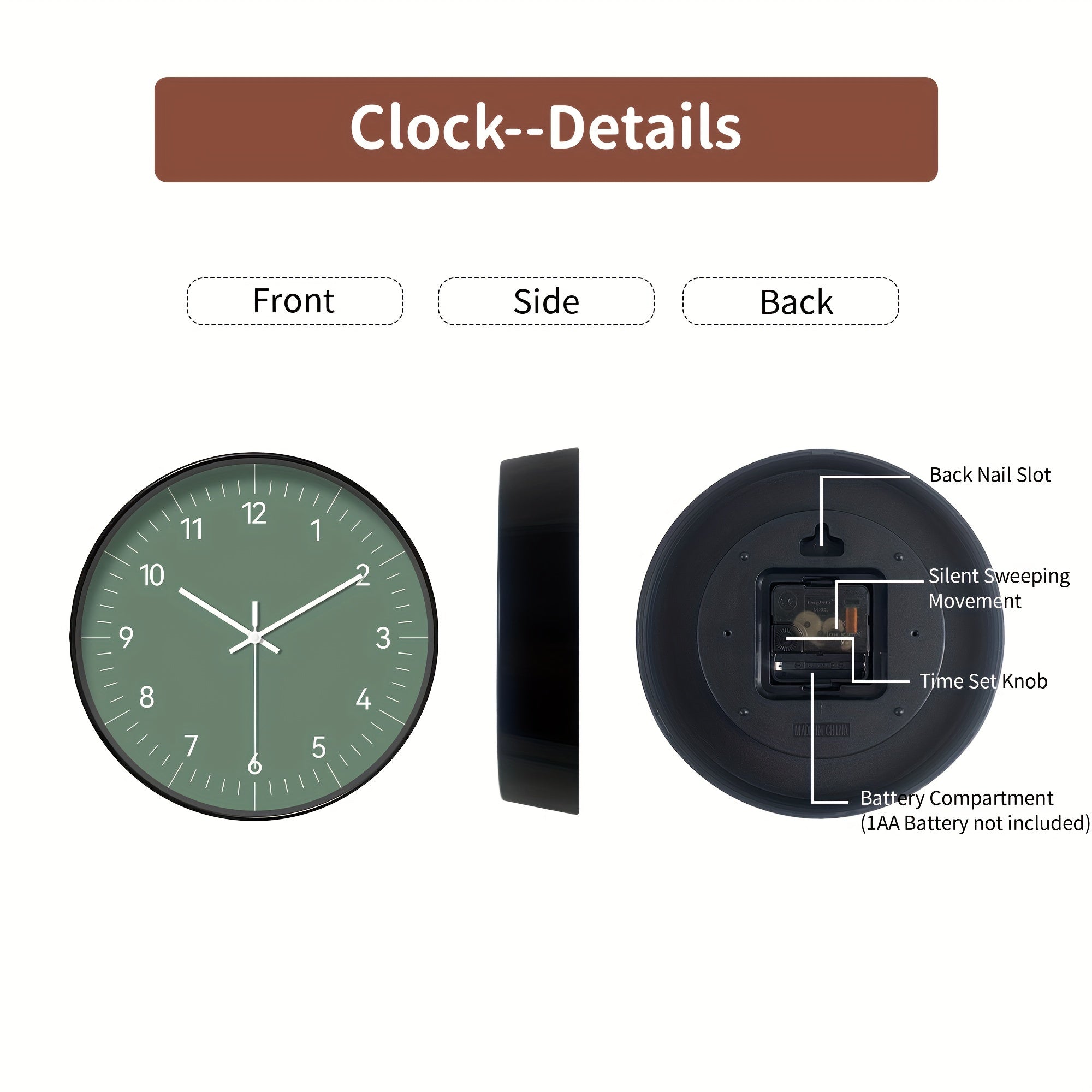 FantasyTime - Modern Silent Wall Clock, 20 cm