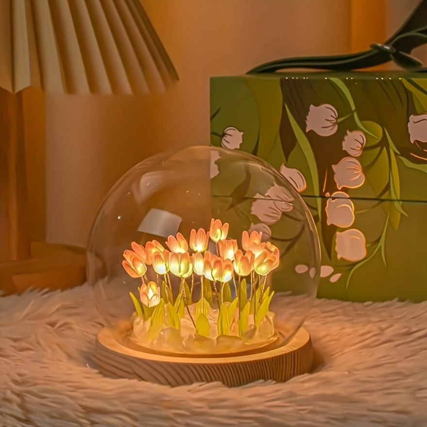 TulipGlow - Candeeiro de Mesa Criativo de Tulipas para Fazer Você Mesmo para Decoração de Quarto