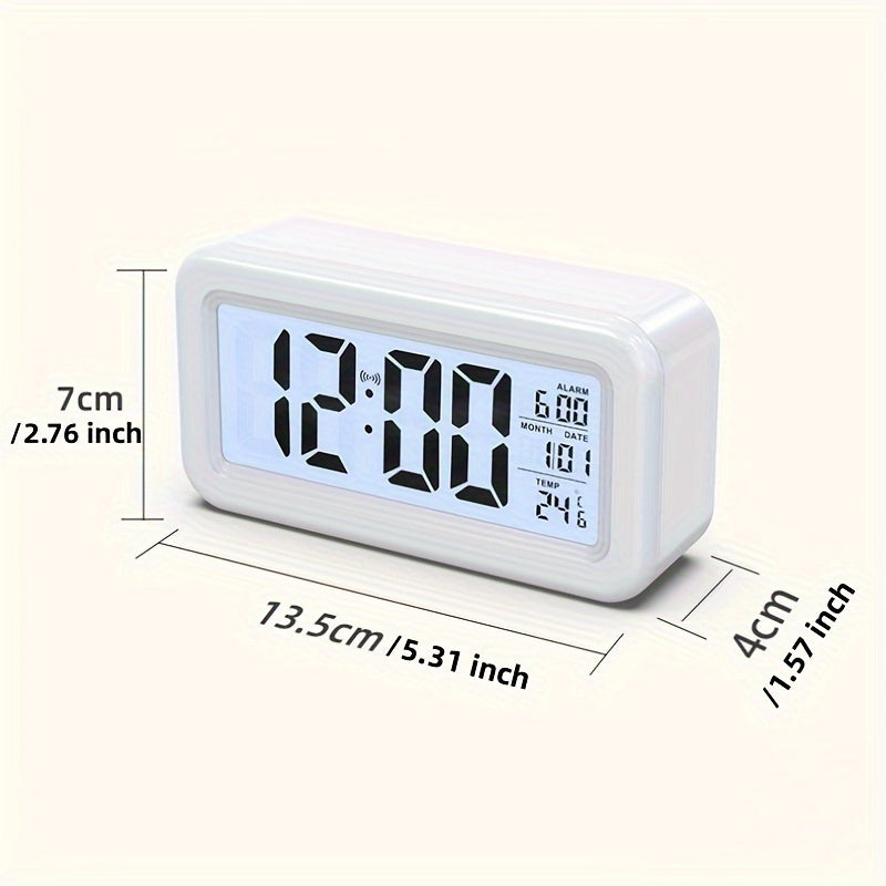 Digital Alarm Clock with LCD Screen - Date and Temperature Display