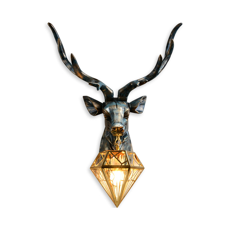 Lampada da parete Elk - Bronzo con ombra a gabbia di diamante