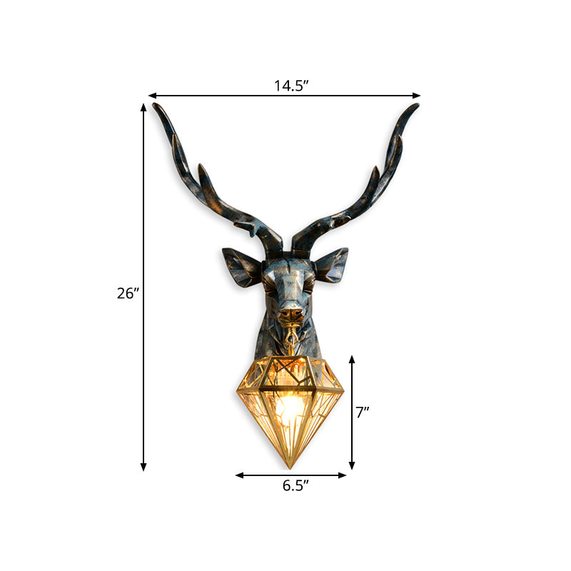 Candeeiro de parede Elk - Bronze com sombra em gaiola de diamante
