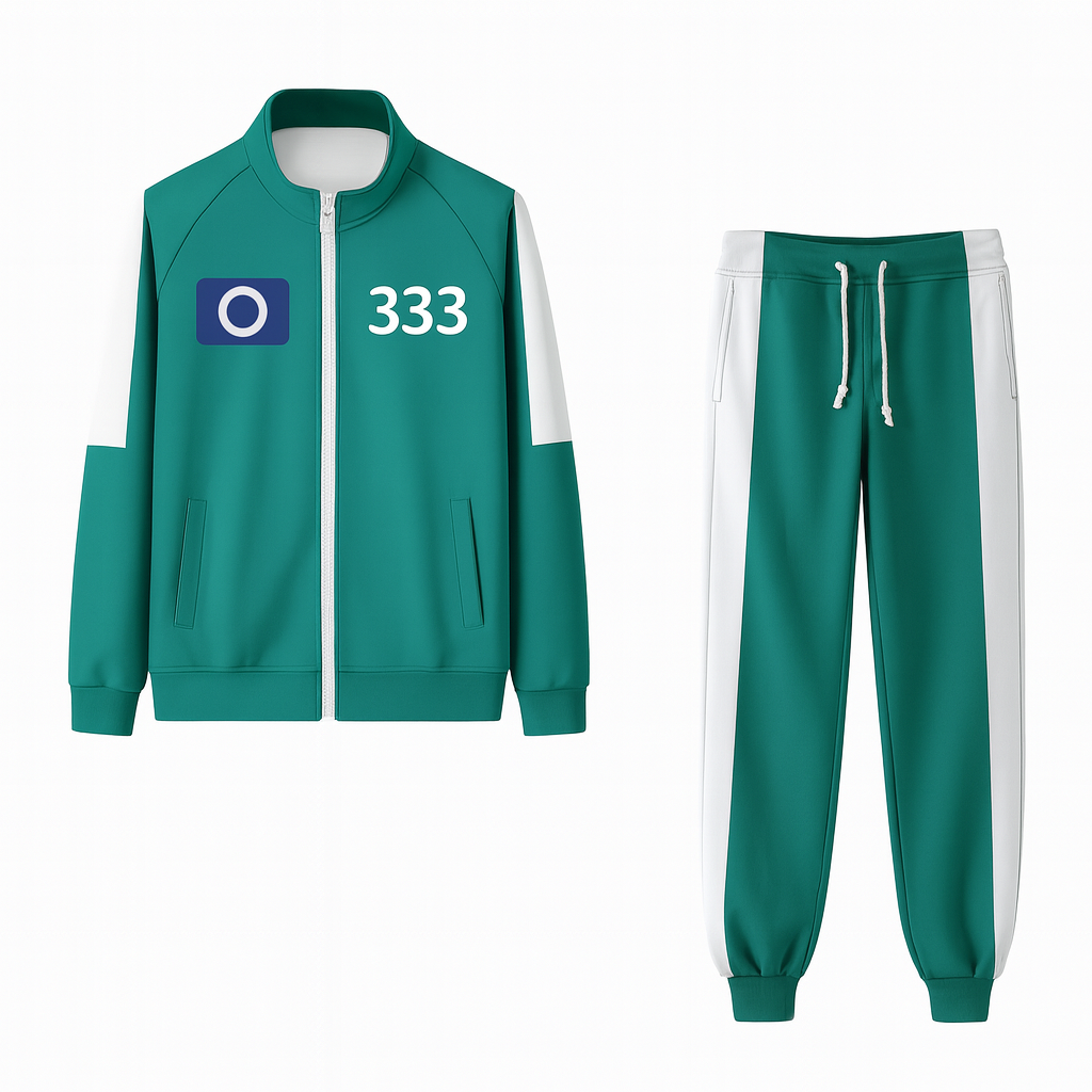 Unisex Tracksuit Green Number Design Comfortable Outfit