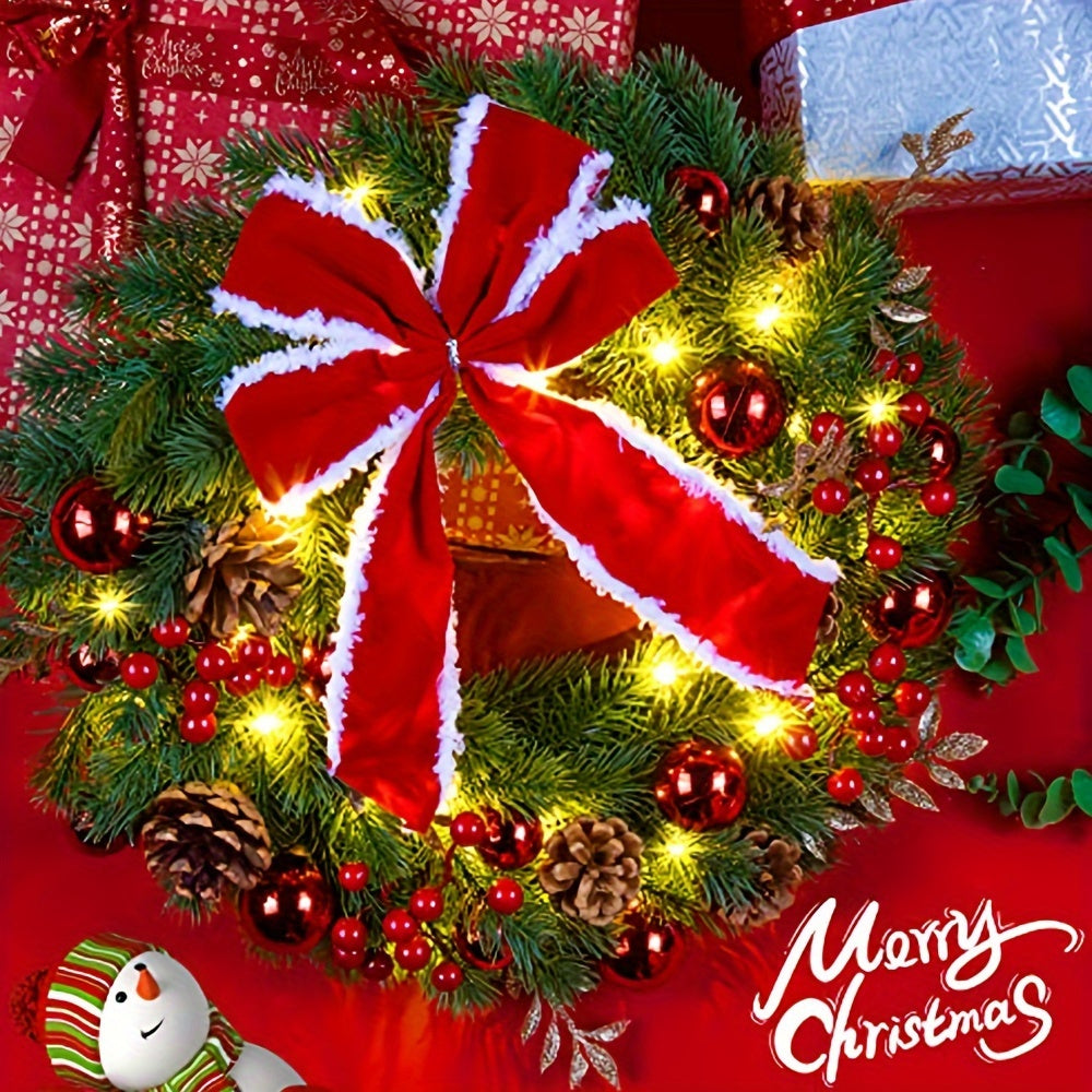 HolidayCharm - 44.98cm Festive Christmas Wreath for Front Door & Wall Decoration
