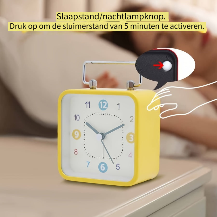 TimeCube - Square Metal Alarm Clock with Night Light and Snooze