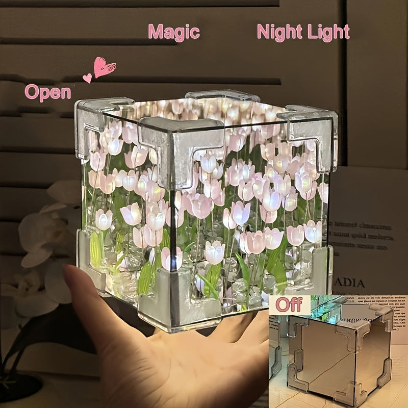TulipGlow - Handmade Tulip LED Night Lamp and Mirror