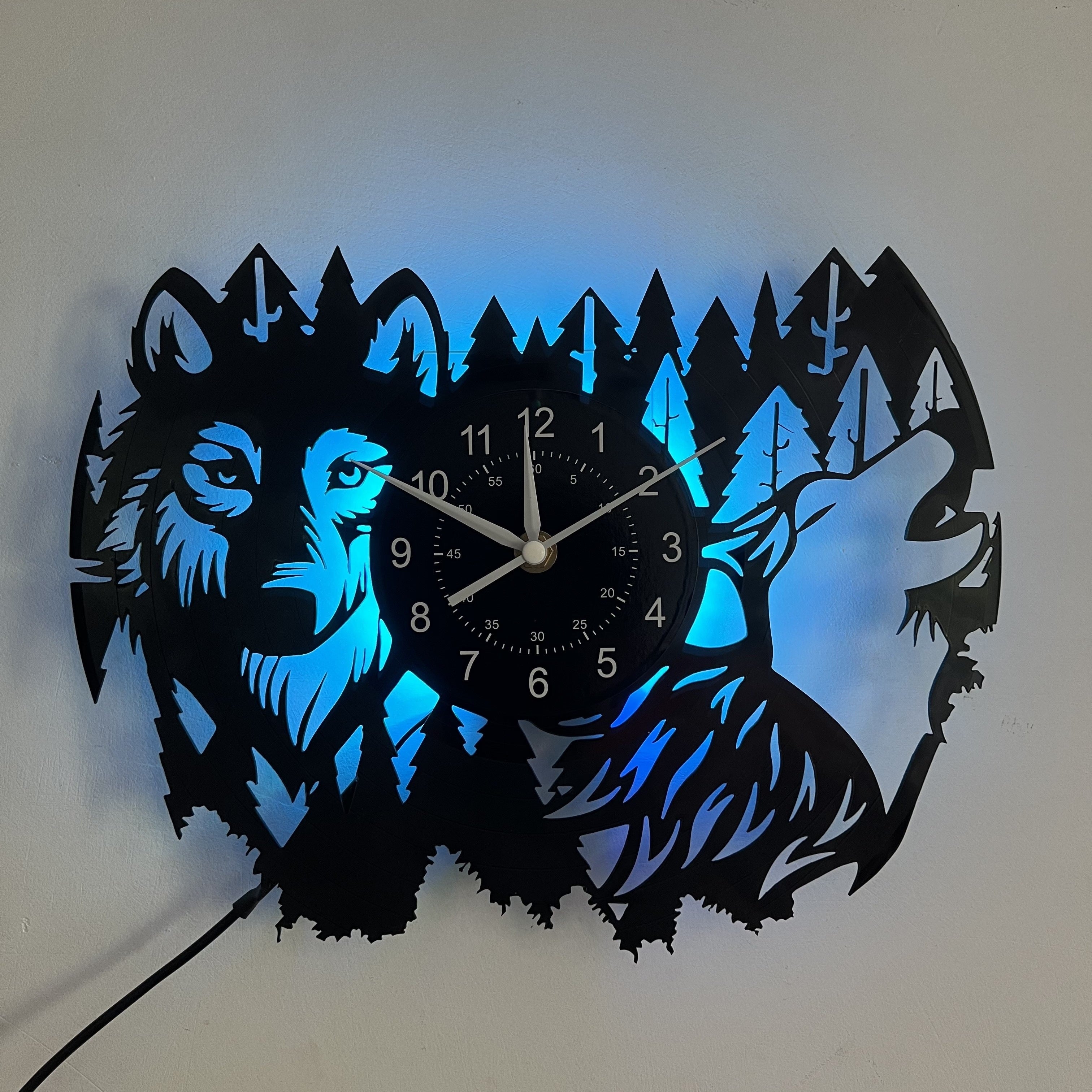 Vinyl Record Wolf Thema Wandklok - Stille Klok voor Woonkamer en Slaapkamer Decor