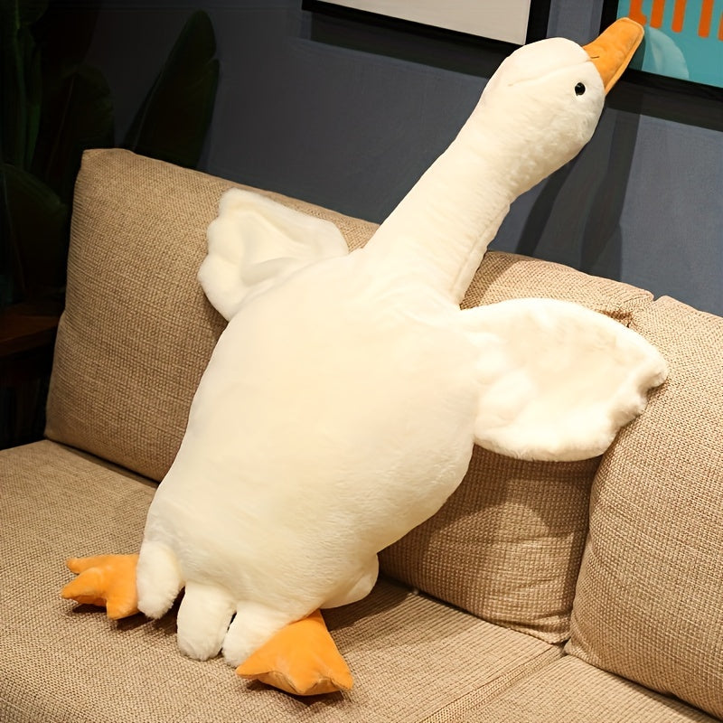 Brinquedo de Pato Branco Suave em Peluche - Grande Cisne Ganso de Peluche, Tapete Fofo para Quarto de Criança e Decoração da Casa