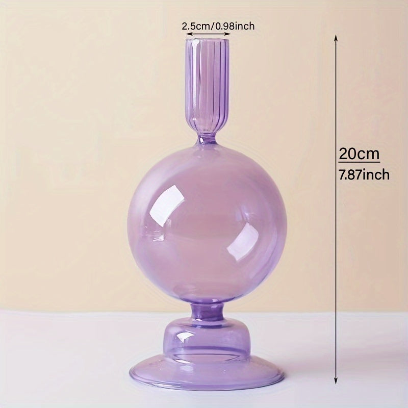 1pc Set di Candelieri in Vetro Creativi e Minimalisti - Vaso in Vetro Laccato per Decorazione da Tavolo per Soggiorno, Tavola da Pranzo e Cena Romantica
