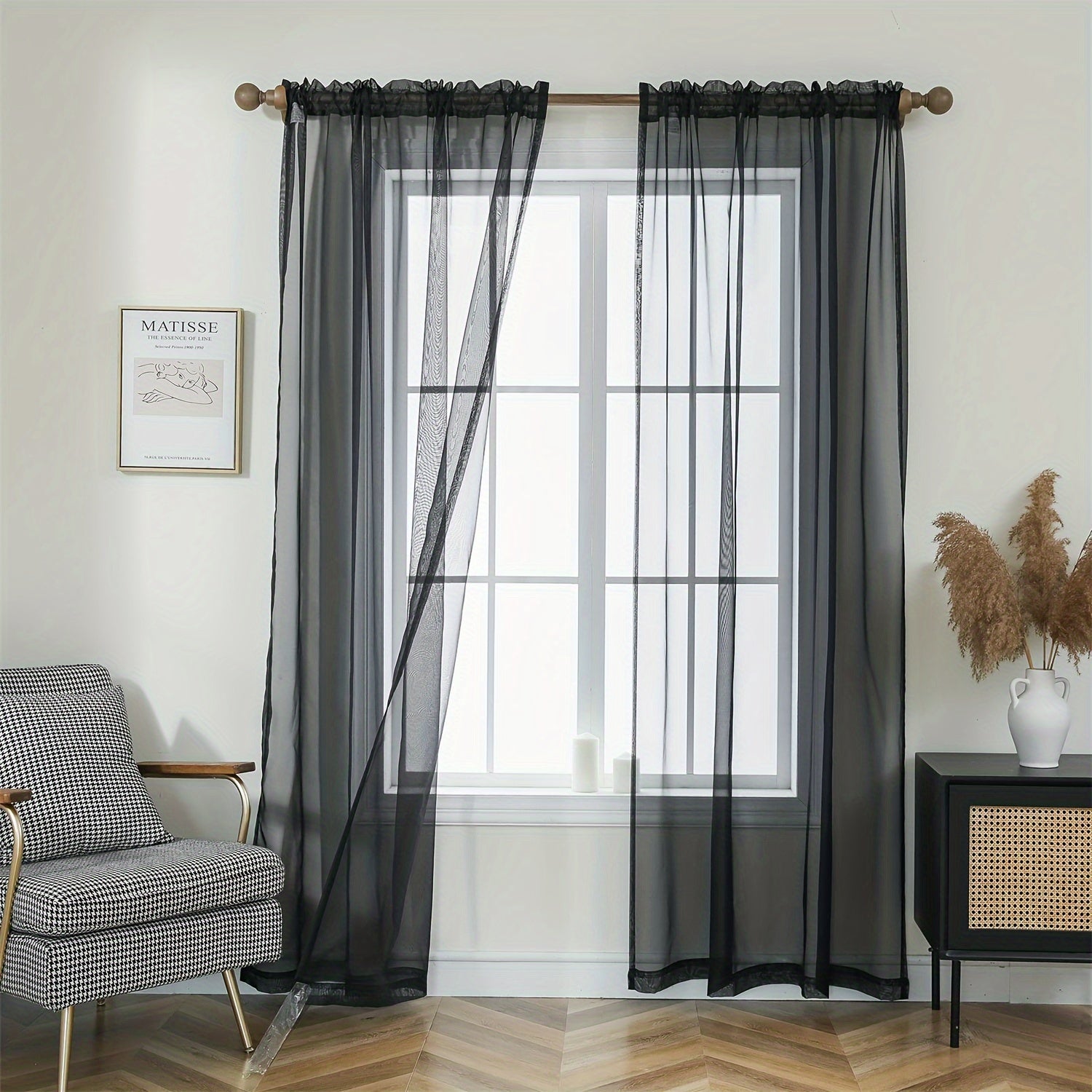 Cortinados Semi-transparentes - Pack de 2 Cortinados Leves e Respiráveis em Poliéster para Quarto e Portas de Terraço
