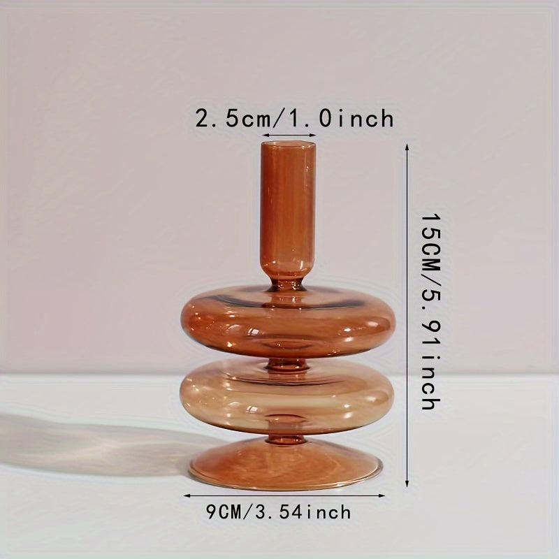 1pc Set di Candelieri in Vetro Creativi e Minimalisti - Vaso in Vetro Laccato per Decorazione da Tavolo per Soggiorno, Tavola da Pranzo e Cena Romantica