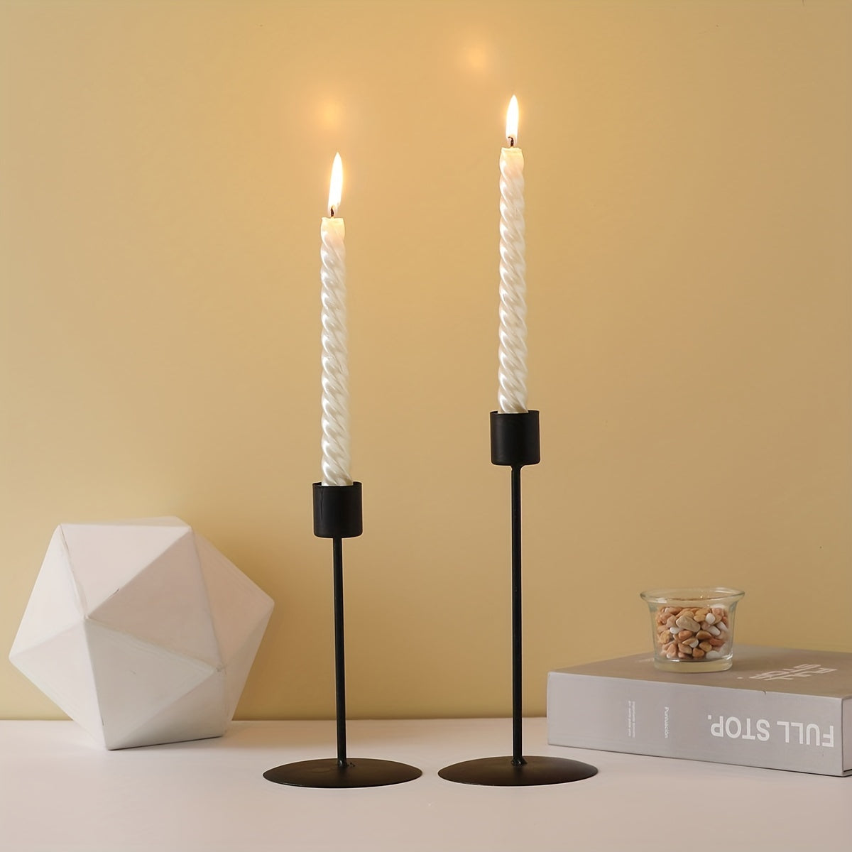2 Pieces Metal Candle Holders – Table Decoration for Dinner, Wedding, and Holidays