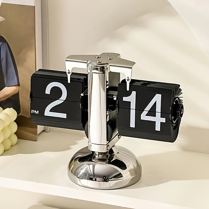 Relógio de Página Automático Clocteck - Relógio de Secretária Retro para Decoração de Casa e Escritório