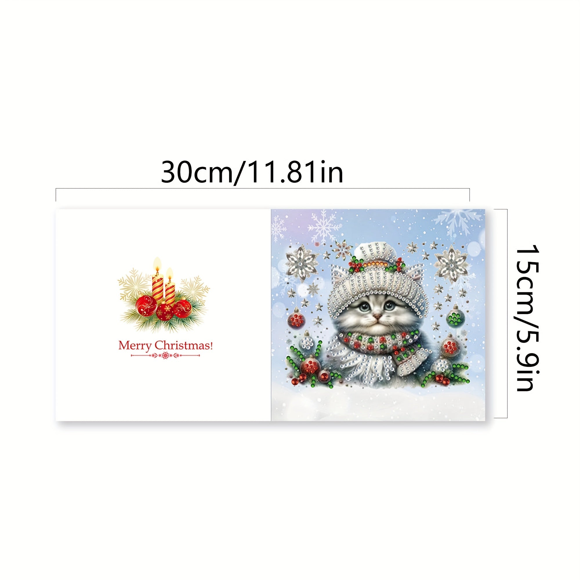 6 Pieces Diamond Painting Greeting Cards Set - Christmas Puppy, Mouse & Kitten Designs