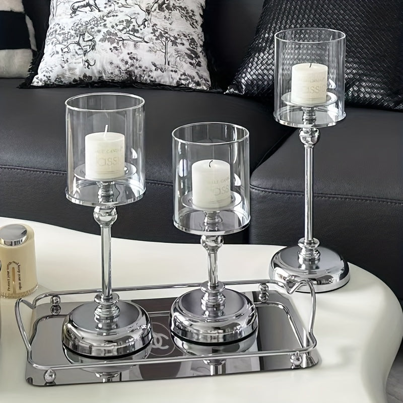 Set di candelieri in metallo a 3 pezzi – Stile retro di lusso, perfetto per matrimoni e decorazioni da tavola