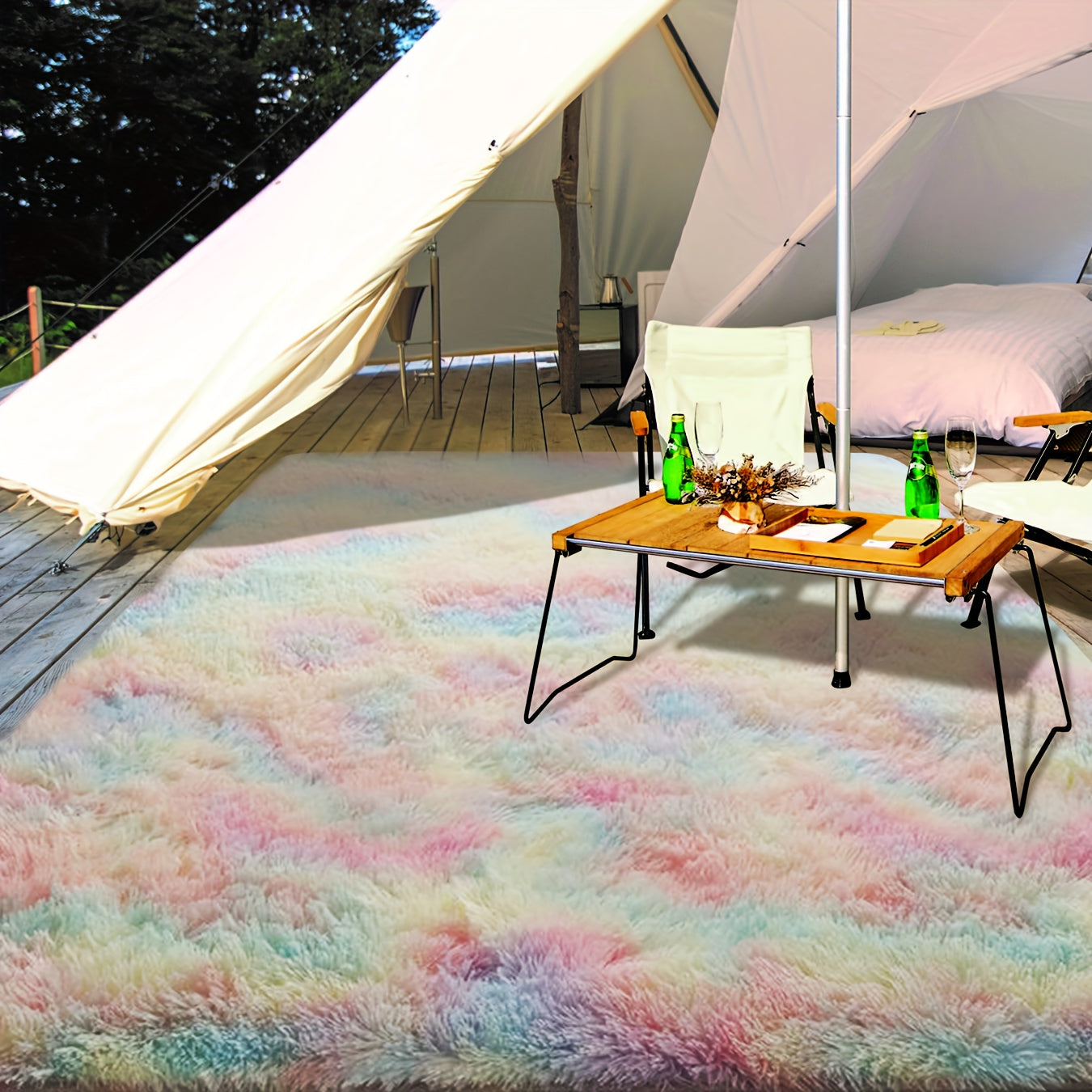Morbido tappeto tie-dye – Confortevole per campeggio, terrazza e decorazione d'interni