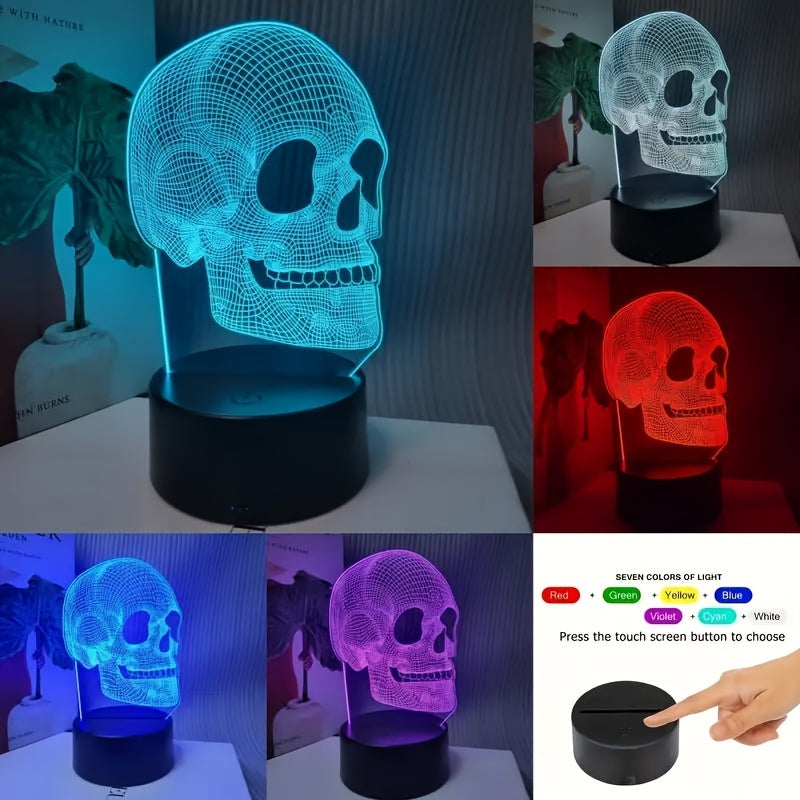 SkullGlow - 3D LED Skull-Shaped Table Lamp with USB Power Supply