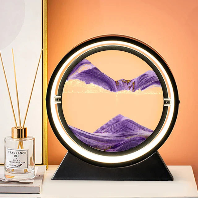 GlowHour - Candeeiro de Mesa Ampulheta 3D com Iluminação LED para Decoração Aconchegante