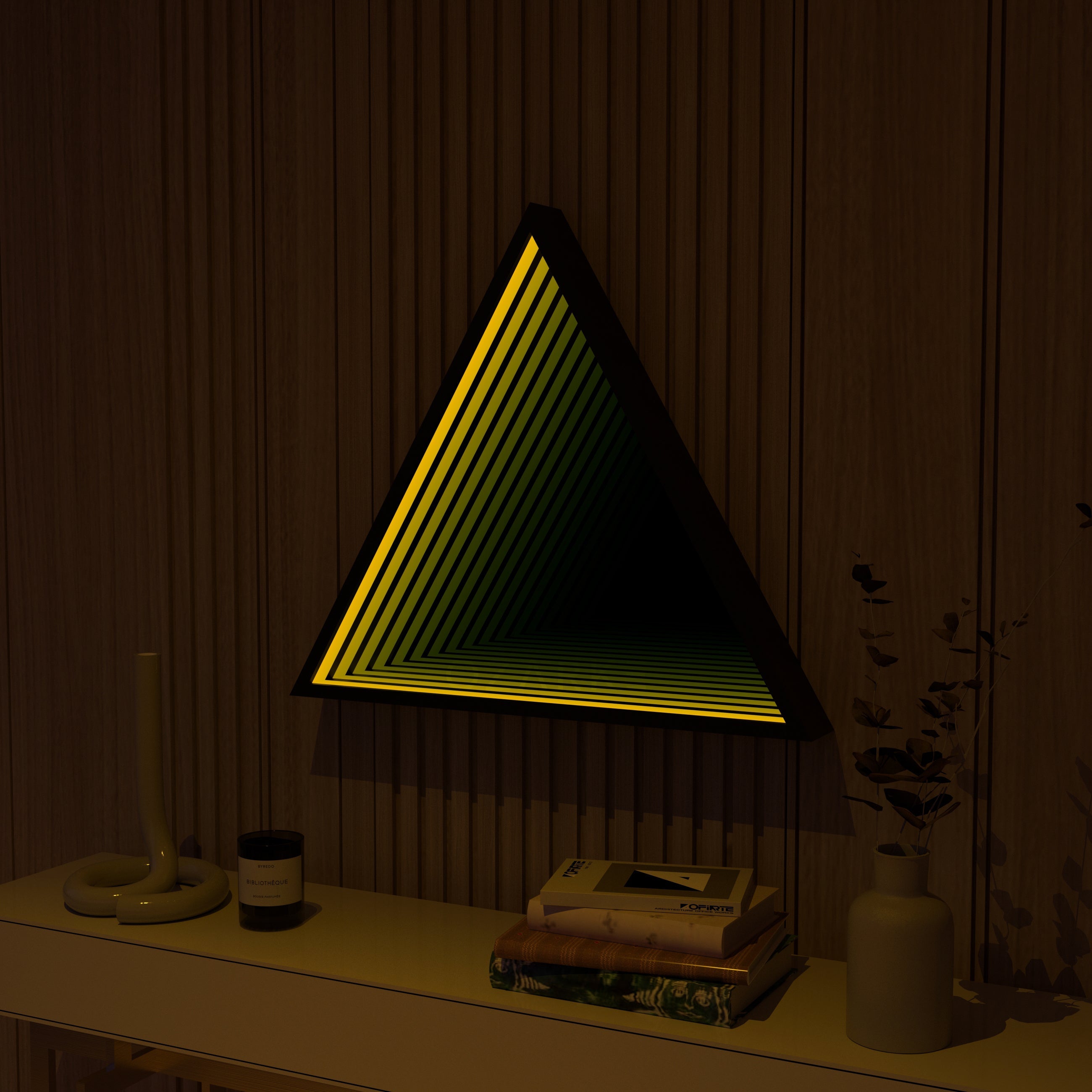 Lampada da parete a specchio infinito triangolare 3D
