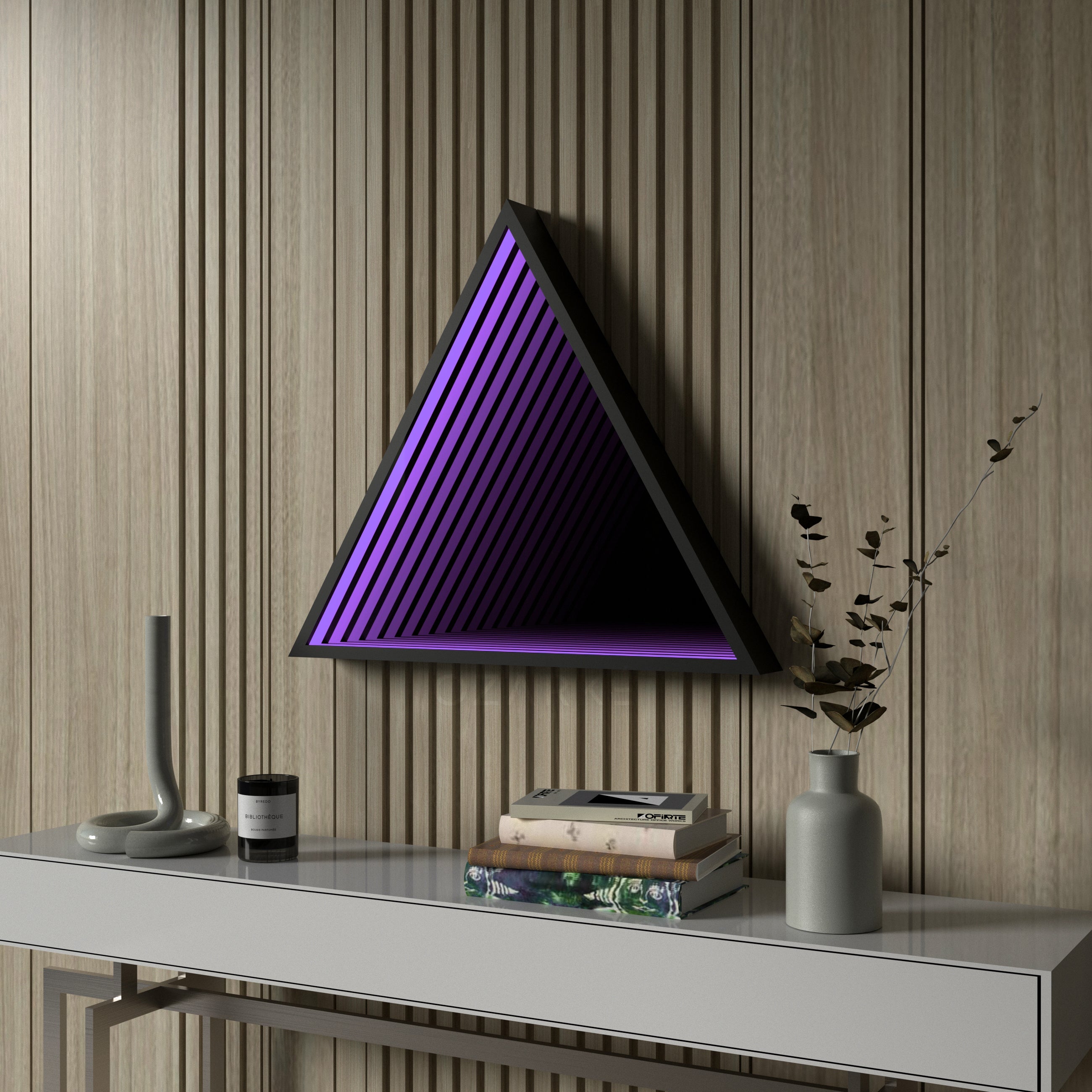 Lampada da parete a specchio infinito triangolare 3D