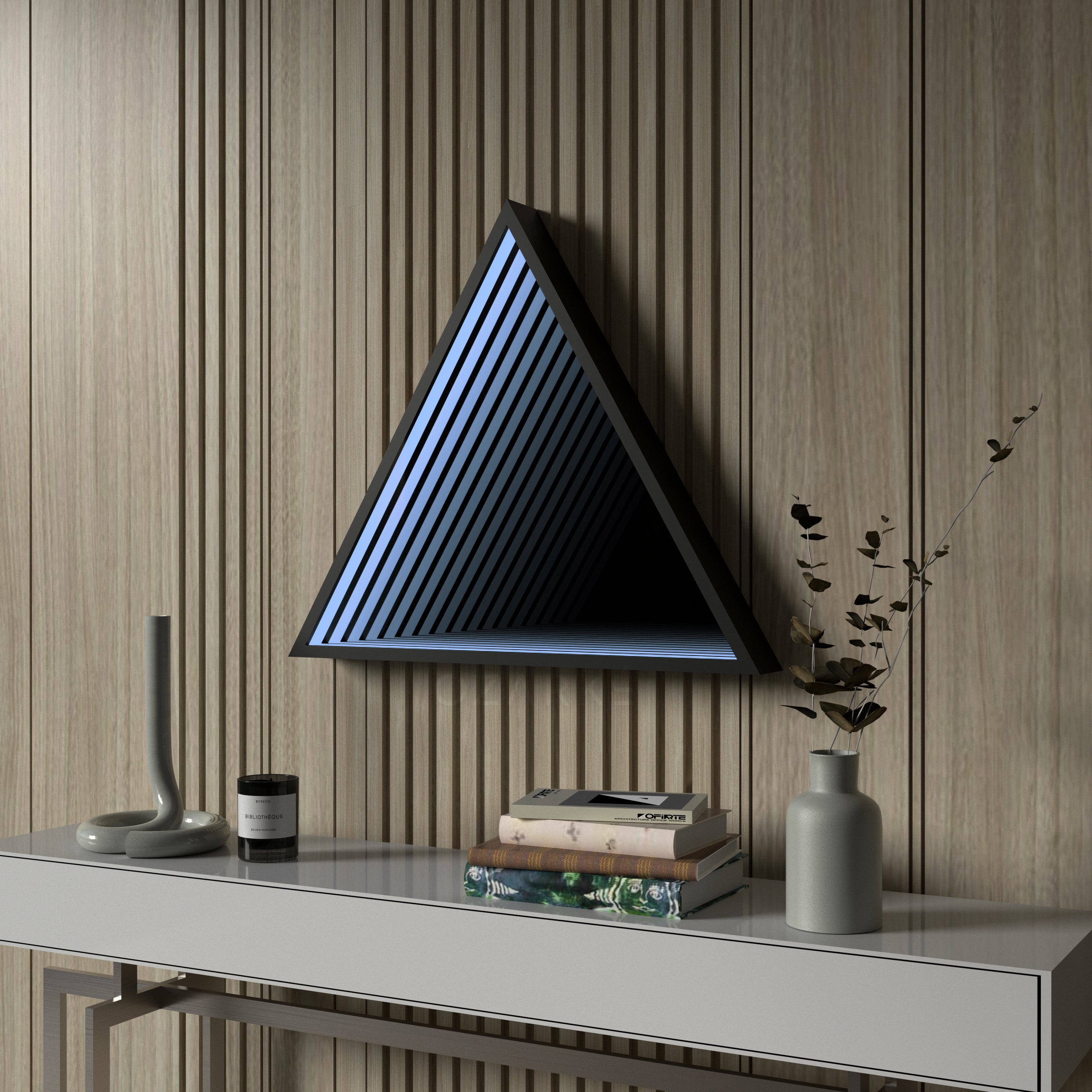 Lampada da parete a specchio infinito triangolare 3D
