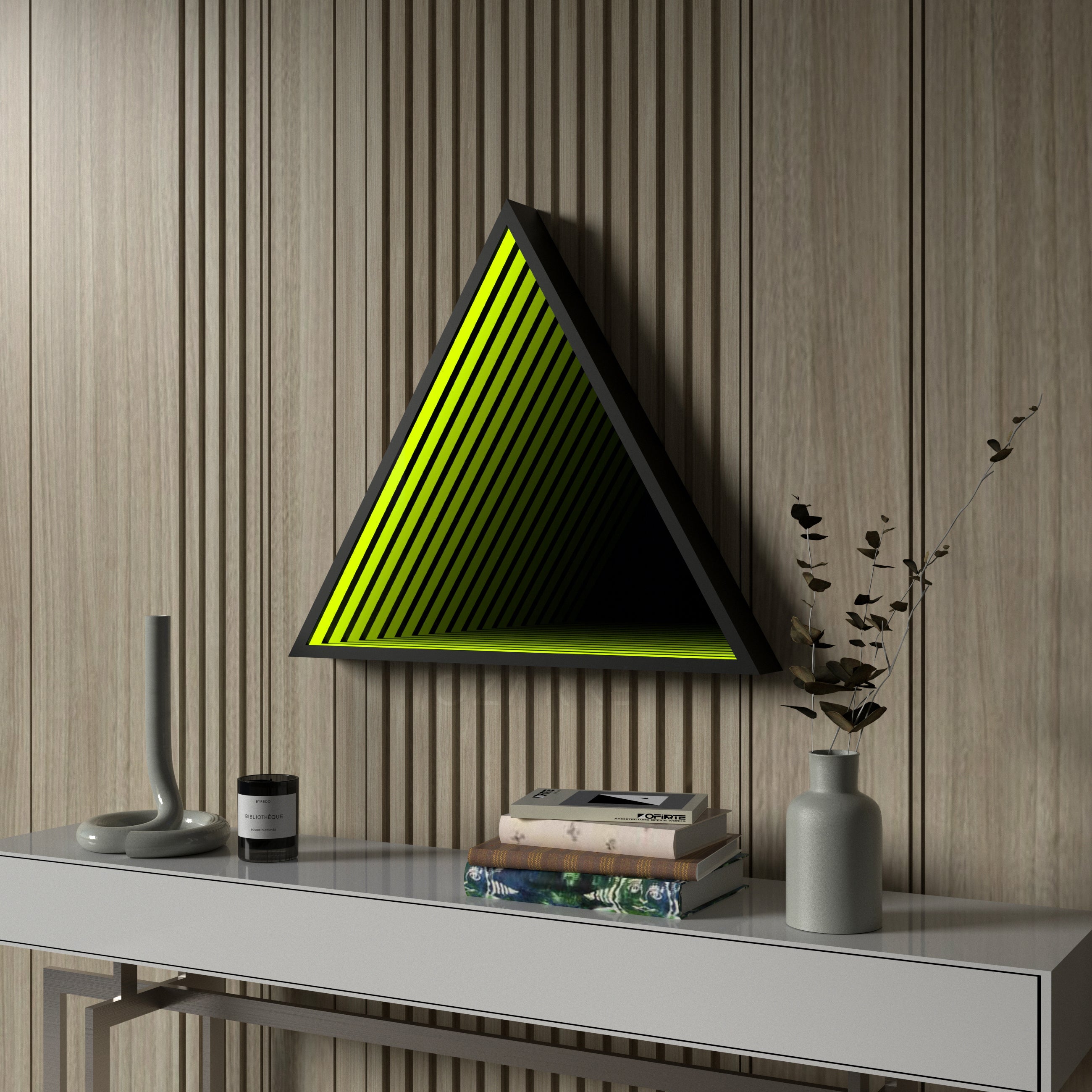 Lampada da parete a specchio infinito triangolare 3D