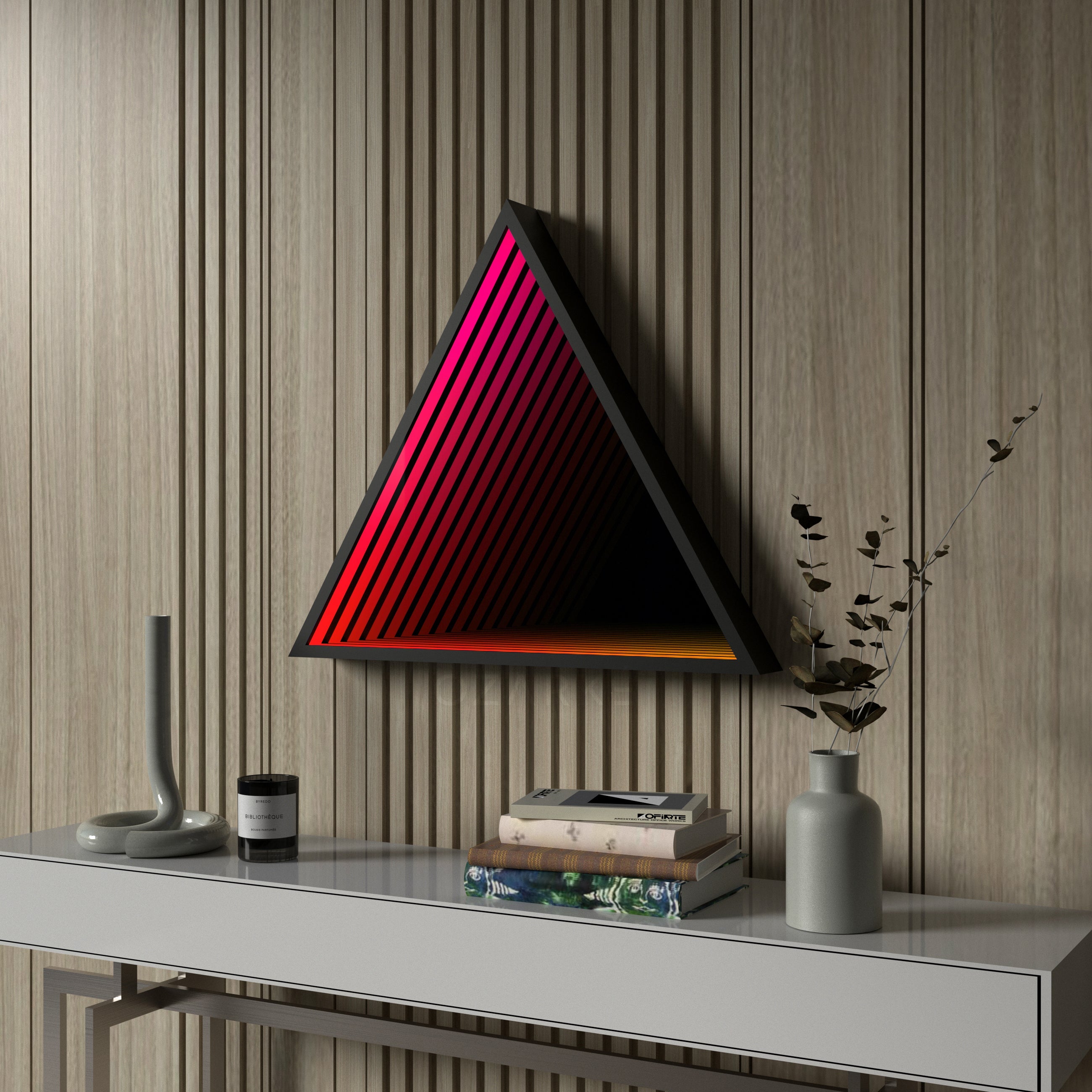 Lampada da parete a specchio infinito triangolare 3D