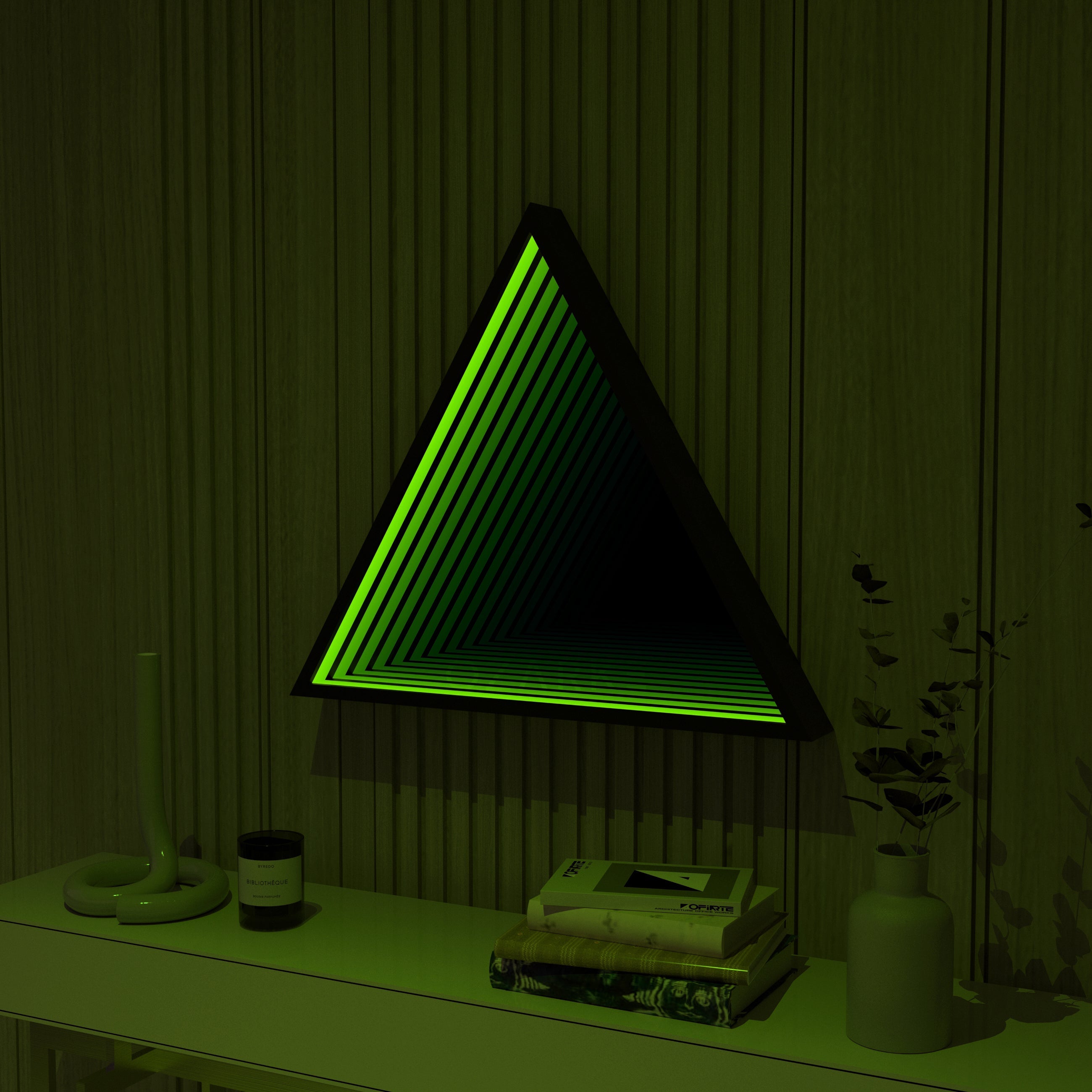 Lampada da parete a specchio infinito triangolare 3D