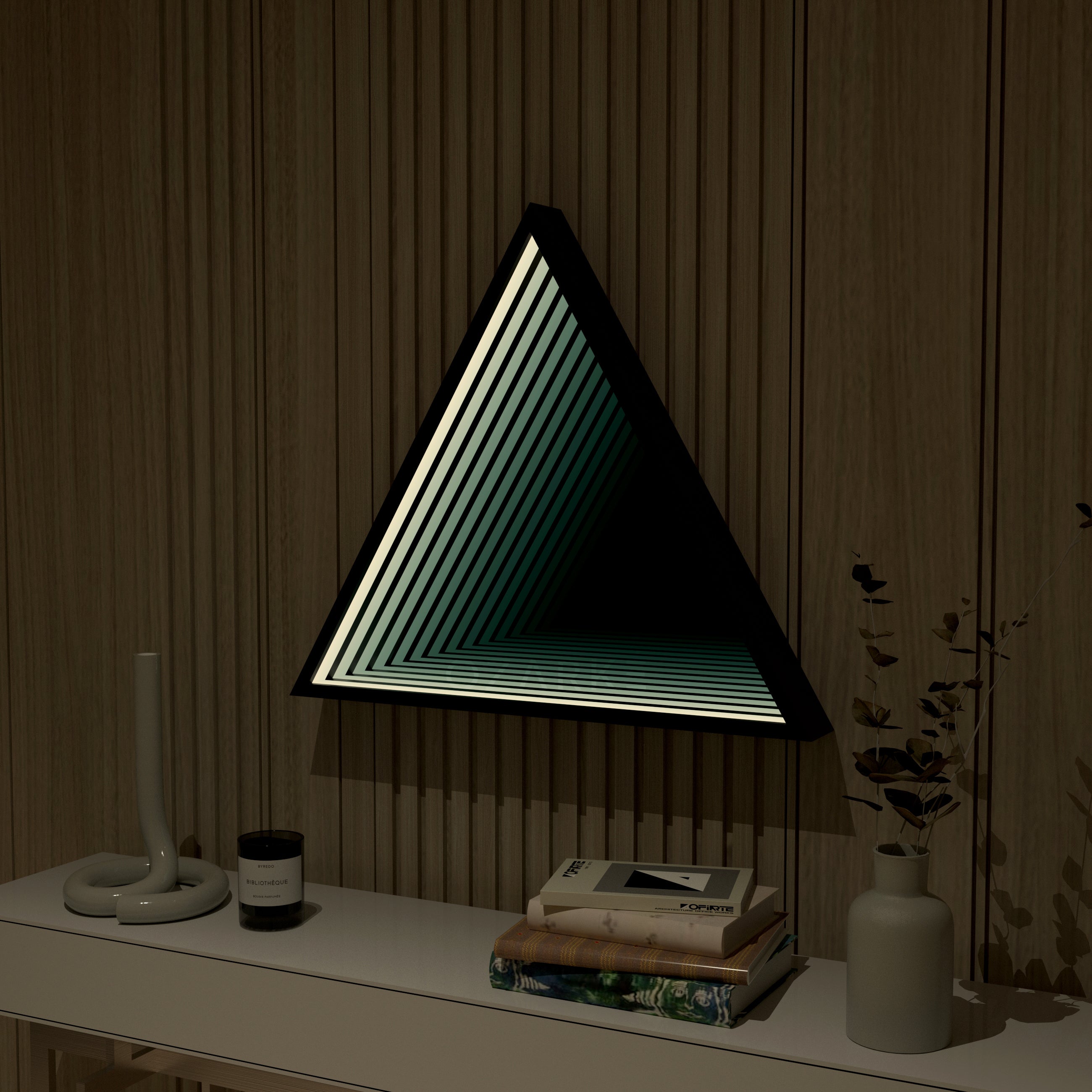 Lampada da parete a specchio infinito triangolare 3D